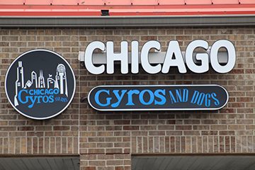 Chicago Gyros and Dogs sign on the Beavercreek storefront
